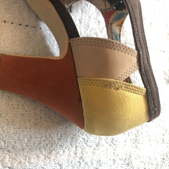 2013 Miss L Fire Parade Mocha Mousse Yellow Caramel Ribbon Lace-Up Suede Pumps - Picture 5 of 8